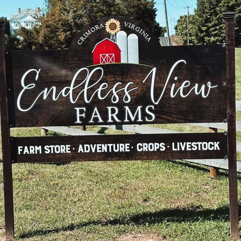 Endless View Farms sign at the farm store in Crimora, Virginia
