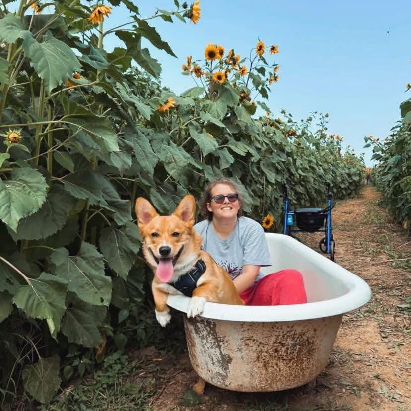 Sisters in the sunflower field at Endless View Farms